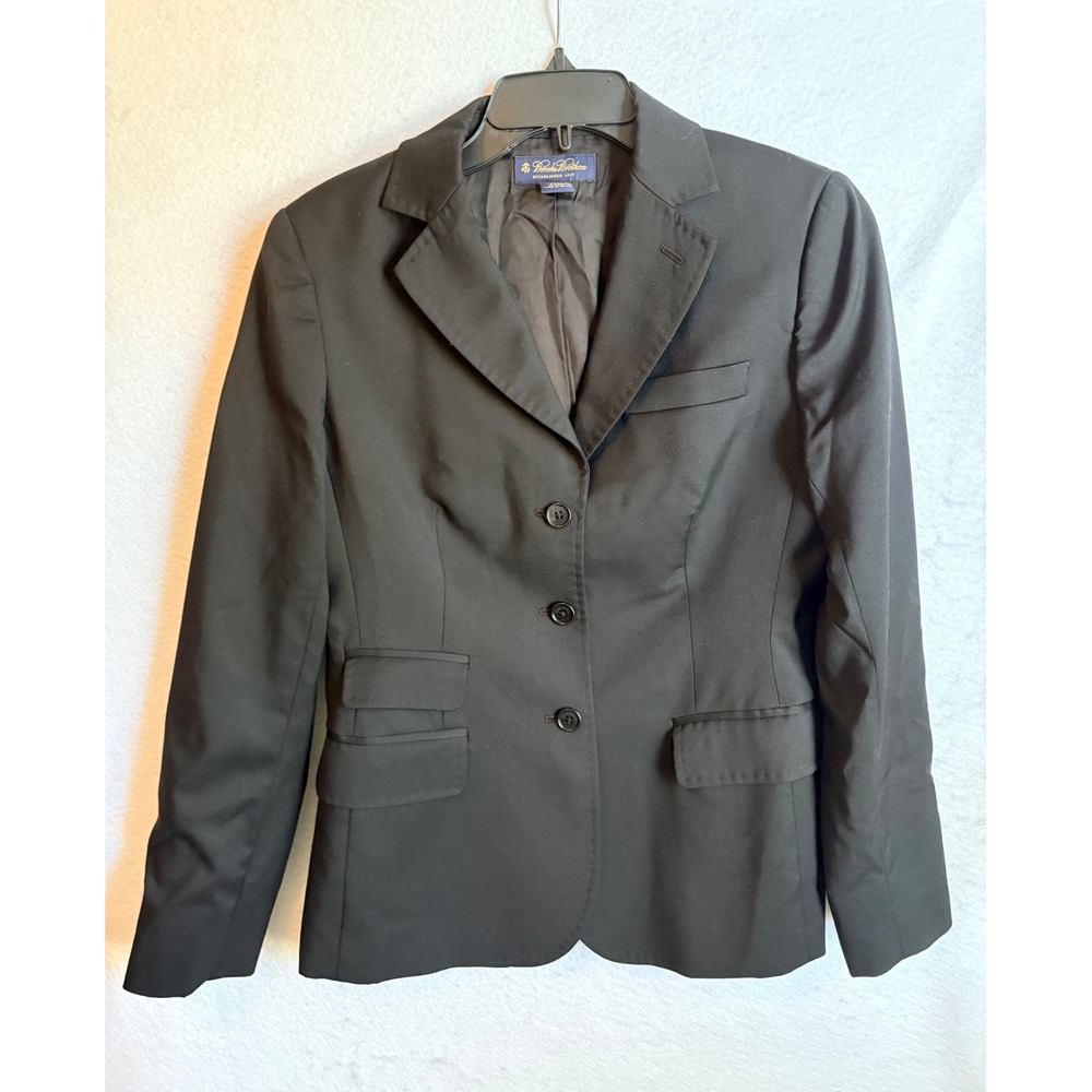 Brooks Brothers Womens Black 100% Wool 3-Button Blazer Suit Jacket Size 6